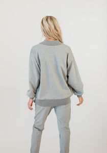 Olympia V-neck Sweat Top Grey Marle