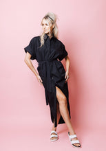 Load image into Gallery viewer, Cuffed Shirtdress in Black