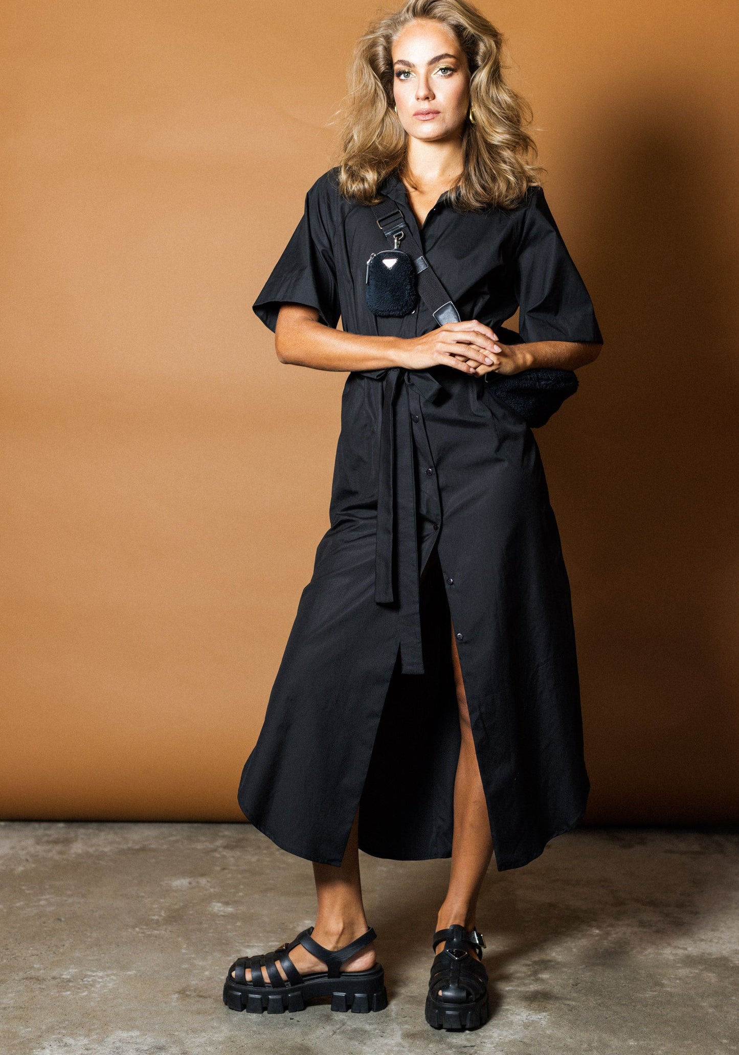 Resort Shirtdress in Black