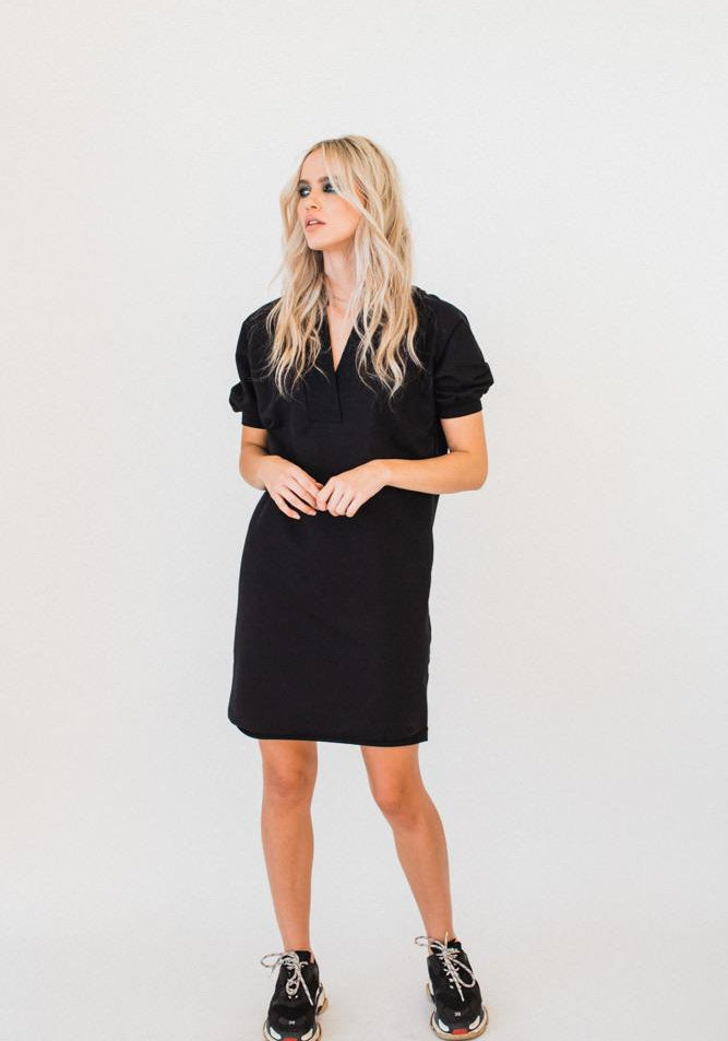 Olympia S/S V-neck Sweater Dress Black