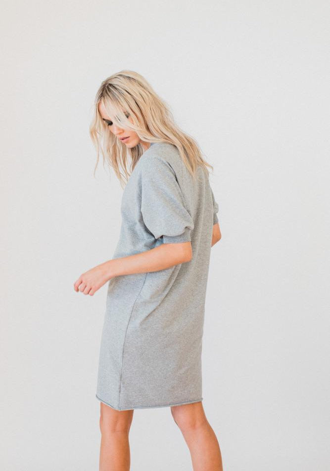 Olympia S/S V-neck Sweater Dress Grey Marle